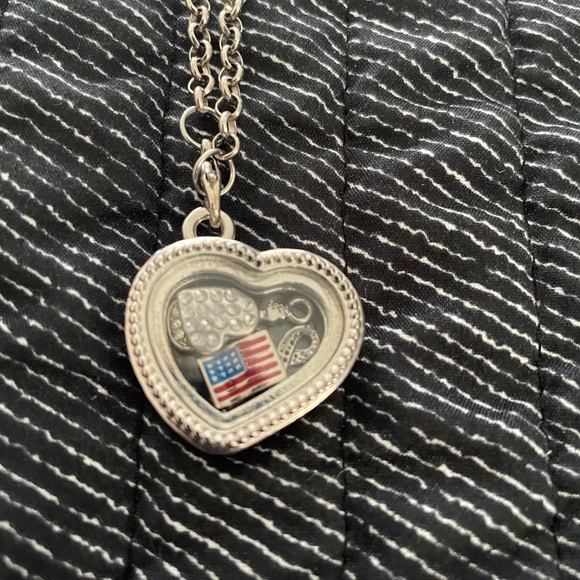 Silver Heart and Square Lockets with Charms Inside Necklace Set - Picture 3 of 7